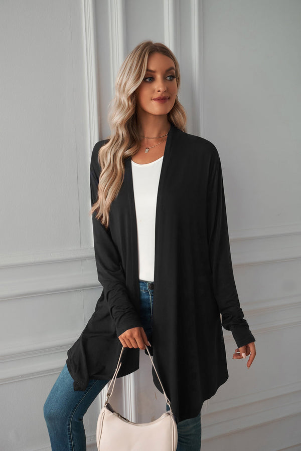 Women's Long Sleeve Cardigan Solid Color Coat Long Top